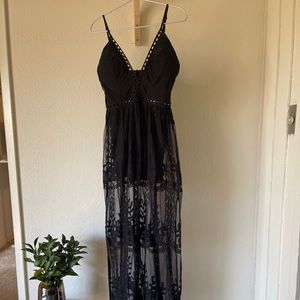 Miss Avenue Black Romper Lacey Dress